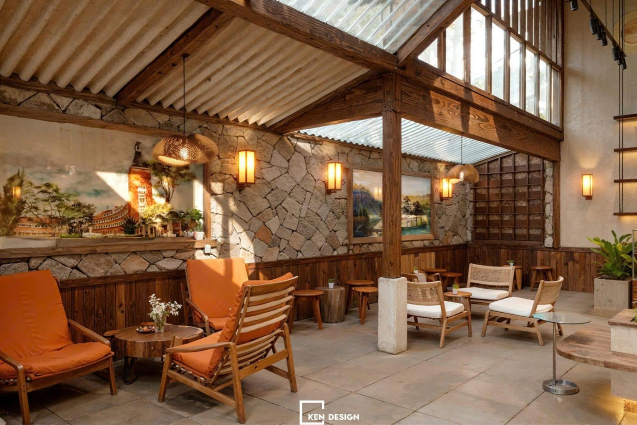 Trang trí quán cafe phong cách rustic